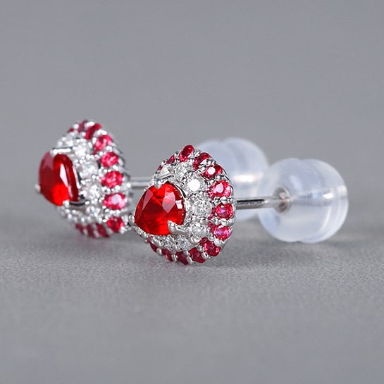 14k Gold 1.15 Ctw Natural Ruby & Diamond Earrings: Ref:230978159 // gold content:14k gold // main gemstone:ruby // shape:multiply // carat weight:0. 93ct // color:red // treatment:natural // // adjacent gemstone 2 : diamond // number of stones:22 //