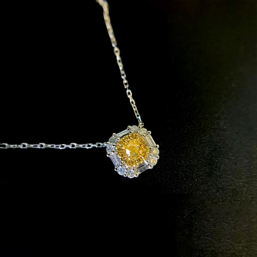14k Gold 0.30 Ct Natural Color Diamond Necklace: Ref:230978177 // gold content:14k gold // main gemstone:diamond // shape:multiply // carat weight:0. 30ct // clarity grade:vs-si // color:color // treatment:natural // High Estimate: 3300 Condition: