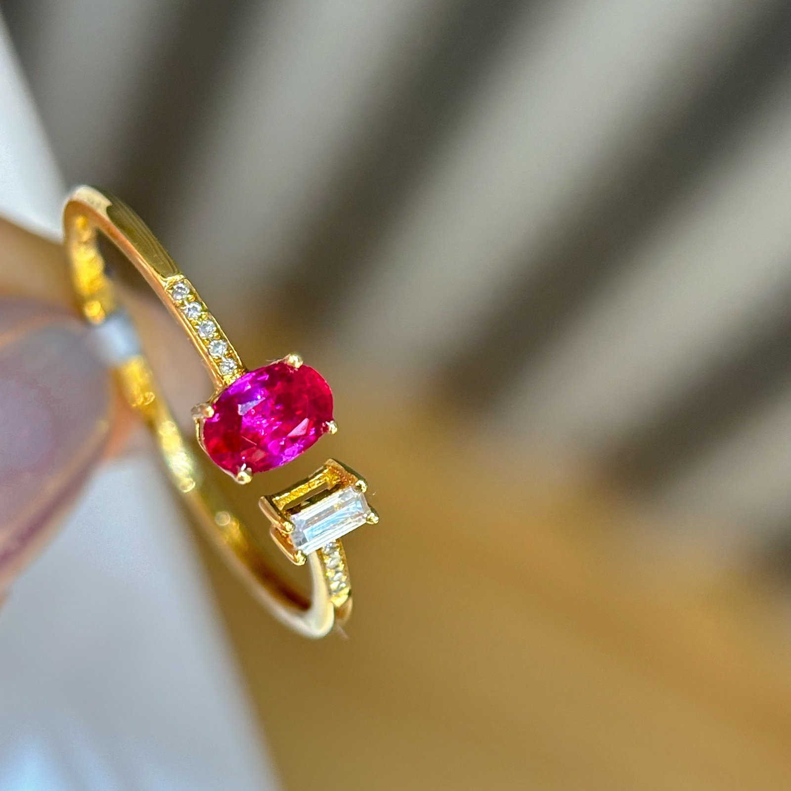 14k Gold 0.35 Ct Natural Ruby & Diamond Ring - 4