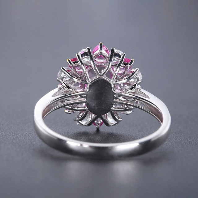 14k Gold 2.7 Ctw Natural Padparadscha Sapphire & Sapphire Ring - 4