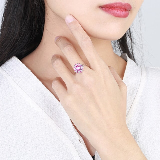 14k Gold 2.7 Ctw Natural Padparadscha Sapphire & Sapphire Ring - 6