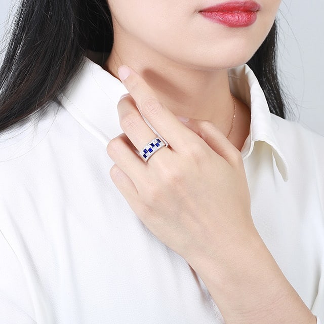 14k Gold 1.49 Ctw Natural Sapphire & Diamond Ring - 6