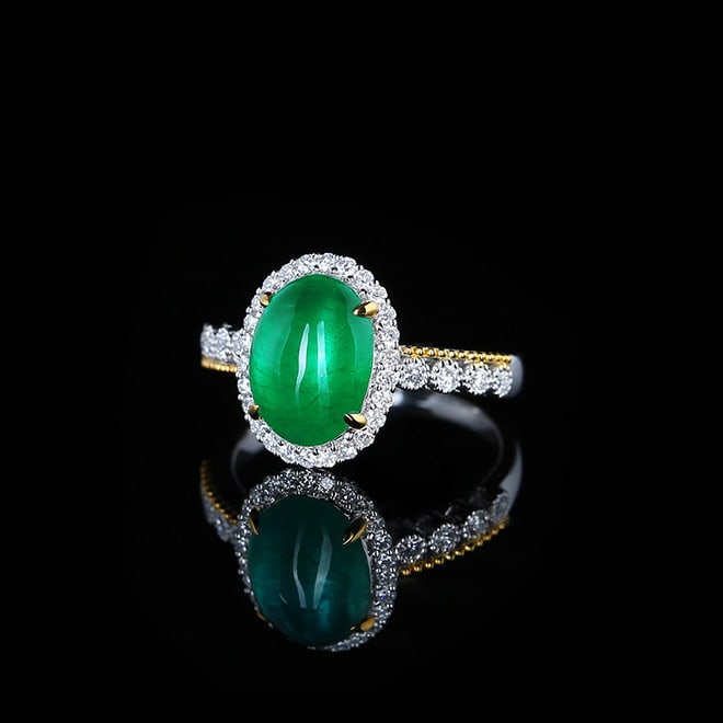 14k Gold 3.31 Ctw Natural Emerald & Diamond Ring - 2