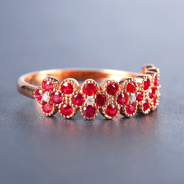 14k Gold 0.85 Ctw Natural Ruby & Diamond Ring - 2