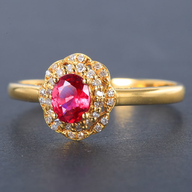 14k Gold 0.58 Ctw Natural Ruby & Diamond Ring - 2