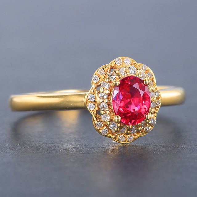 14k Gold 0.58 Ctw Natural Ruby & Diamond Ring - 3