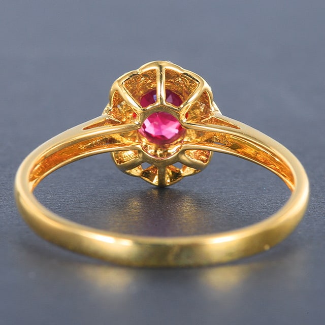 14k Gold 0.58 Ctw Natural Ruby & Diamond Ring - 4