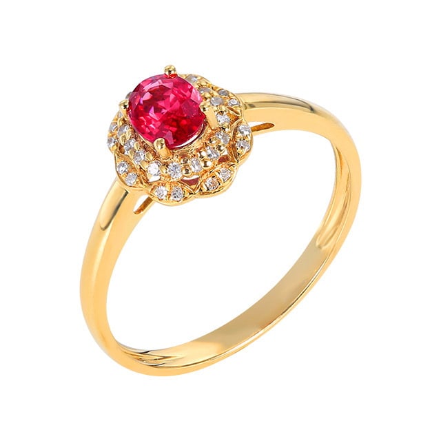 14k Gold 0.58 Ctw Natural Ruby & Diamond Ring - 5