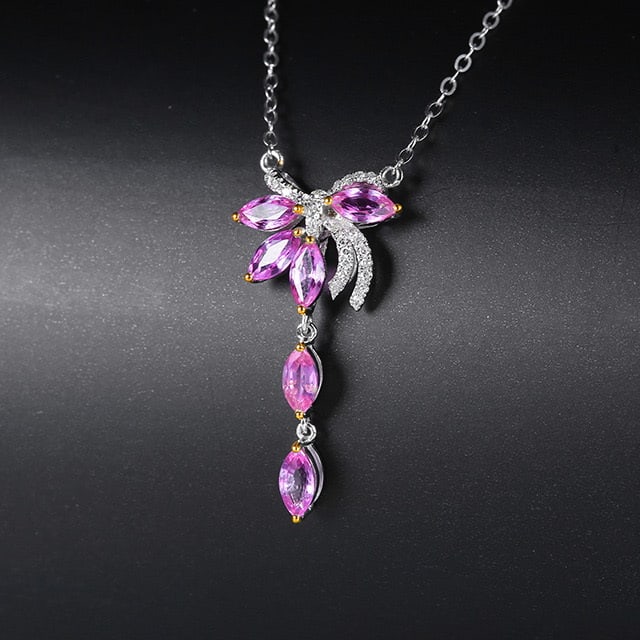 14k Gold 1.20 Ctw Natural Sapphire & Diamond Necklace - 2
