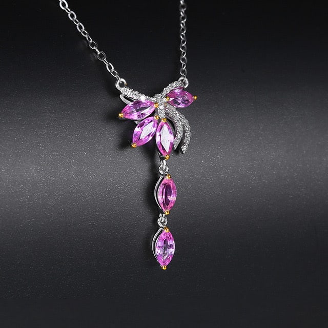14k Gold 1.20 Ctw Natural Sapphire & Diamond Necklace - 3