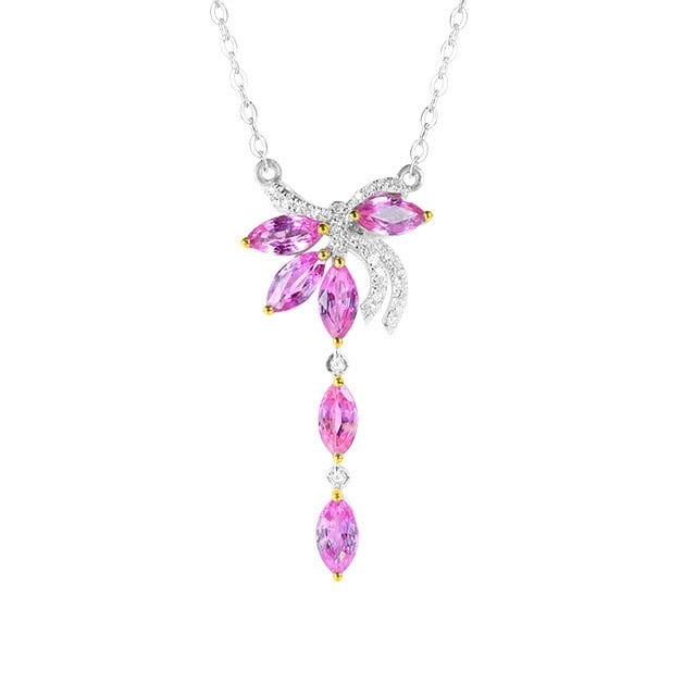 14k Gold 1.20 Ctw Natural Sapphire & Diamond Necklace - 5
