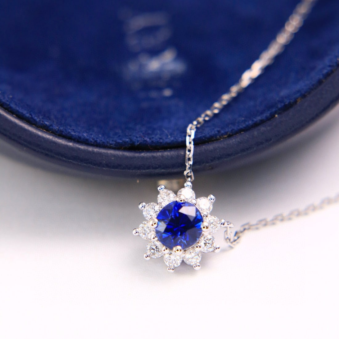 14k Gold 1.21 Ctw Natural Sapphire & Diamond Necklace - 3