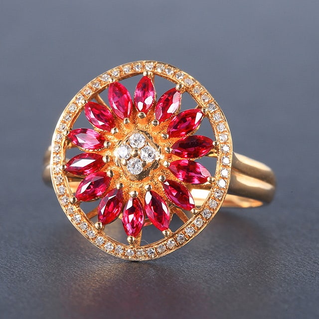 14k Gold 1.08 Ctw Natural Ruby & Diamond Ring - 2