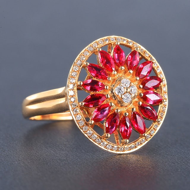 14k Gold 1.08 Ctw Natural Ruby & Diamond Ring - 3