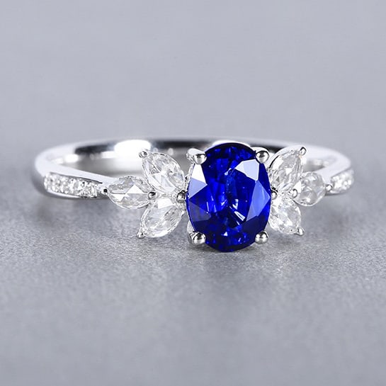 14k Gold 1.10 Ctw Natural Sapphire & Diamond Ring - 2