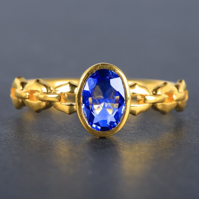 14k Gold 0.95 Ct Natural Sapphire Ring: Ref:230978258 // gold content:14k gold // ring size:7. 25us // // main gemstone:sapphire // shape:oval // carat weight:0. 95ct // color:blue // treatment:natural // High Estimate: 3000 Condition: New