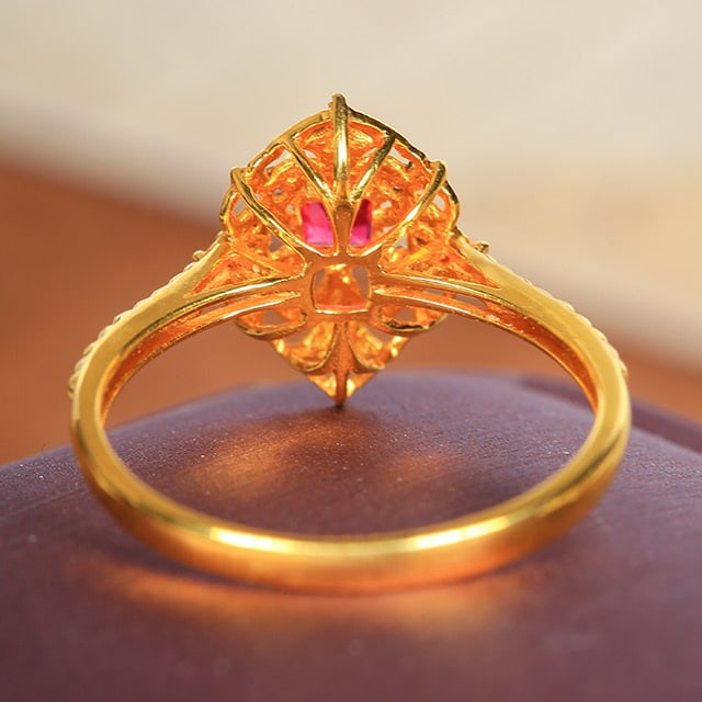 14k Gold 0.37 Ctw Natural Ruby & Diamond Ring - 4