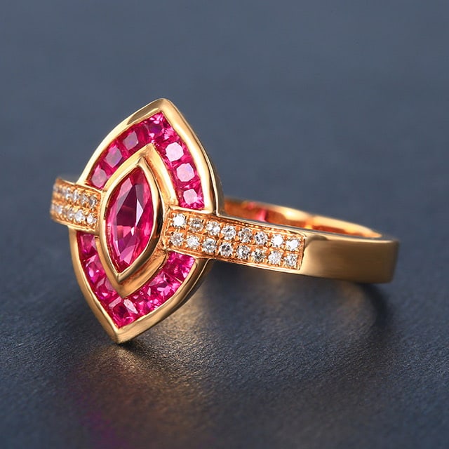 14k Gold 0.89 Ctw Natural Ruby & Diamond Ring - 2