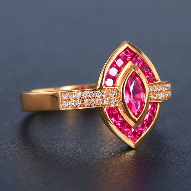 14k Gold 0.89 Ctw Natural Ruby & Diamond Ring - 3