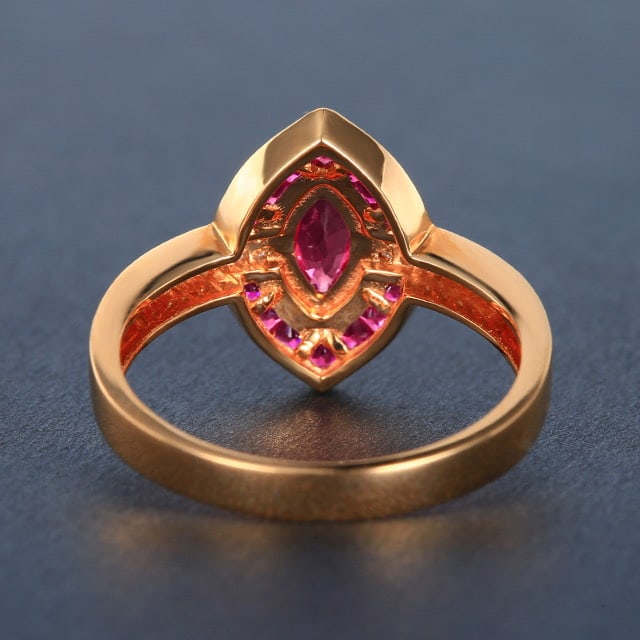 14k Gold 0.89 Ctw Natural Ruby & Diamond Ring - 4