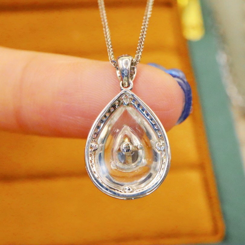 14k Gold 1.07 Ctw Natural Sapphire & Diamond Pendant( Without Chain ) - 4