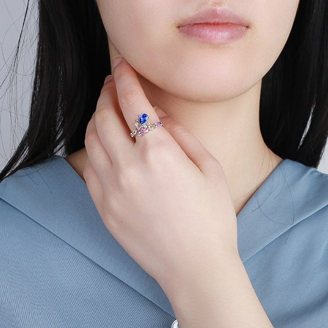 14k Gold 2.15 Ctw Natural Sapphire & Sapphire Ring - 5