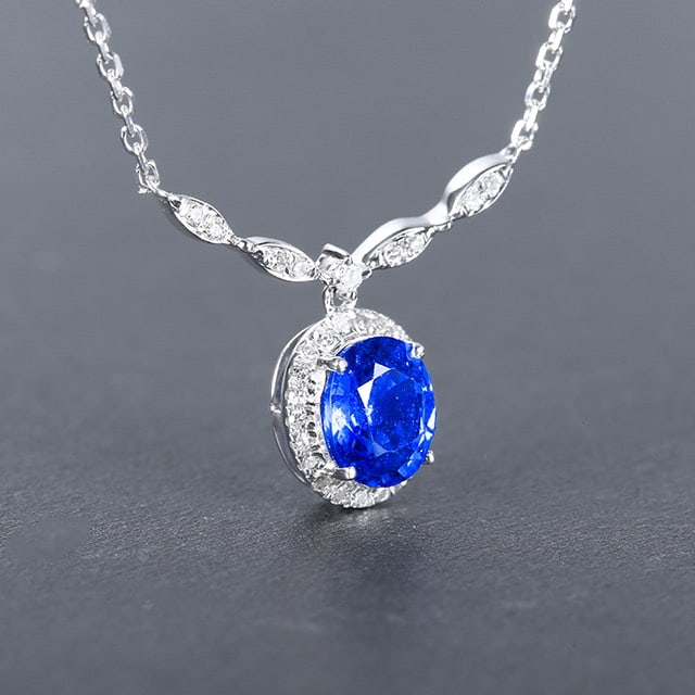 14k Gold 1.05 Ctw Natural Sapphire & Diamond Necklace - 2