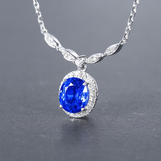 14k Gold 1.05 Ctw Natural Sapphire & Diamond Necklace - 3