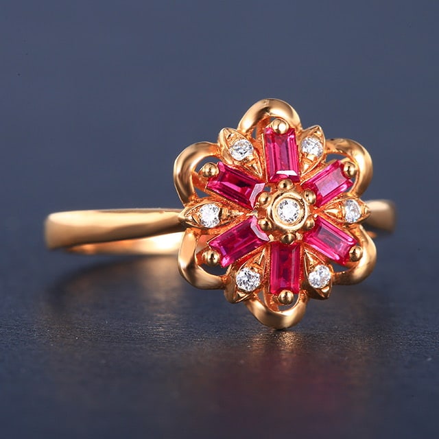 14k Gold 0.30 Ctw Natural Ruby & Diamond Ring - 2