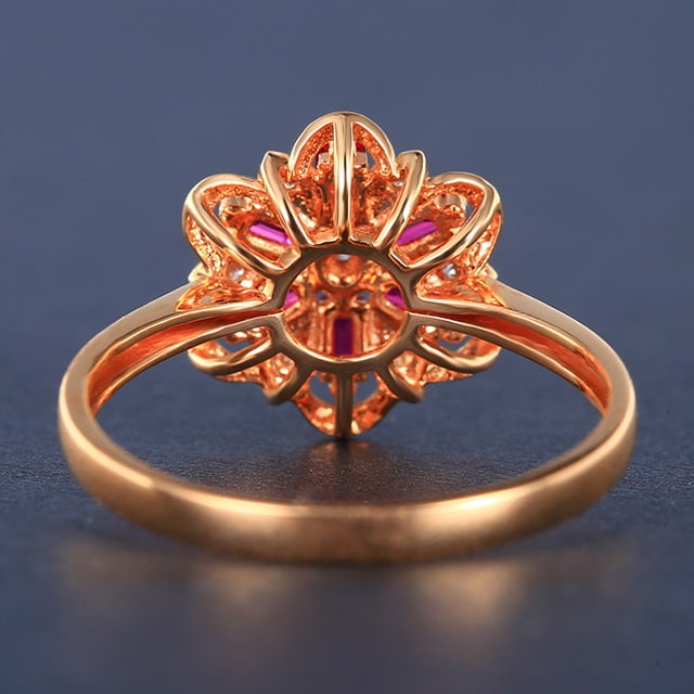 14k Gold 0.30 Ctw Natural Ruby & Diamond Ring - 3