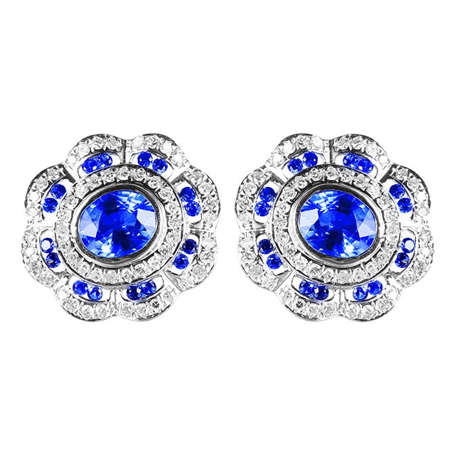14k Gold 1.44 Ctw Natural Sapphire & Diamond Earrings - 5