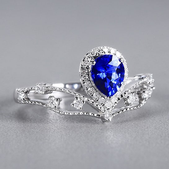 14k Gold 0.93 Ctw Natural Sapphire & Diamond Ring - 3
