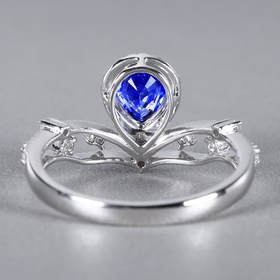 14k Gold 0.93 Ctw Natural Sapphire & Diamond Ring - 4