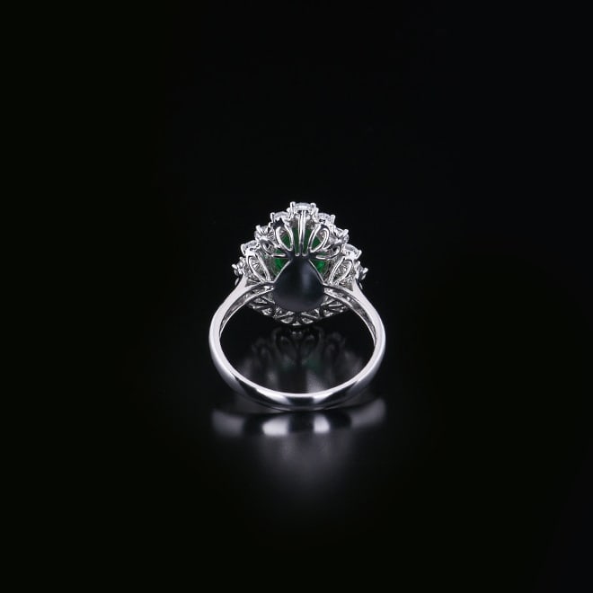 14k Gold 1.56 Ctw Vivid Green Natural Emerald & Diamond Ring - 5