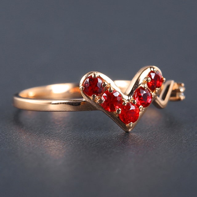 14k Gold 0.32 Ctw Natural Ruby & Diamond Ring - 3