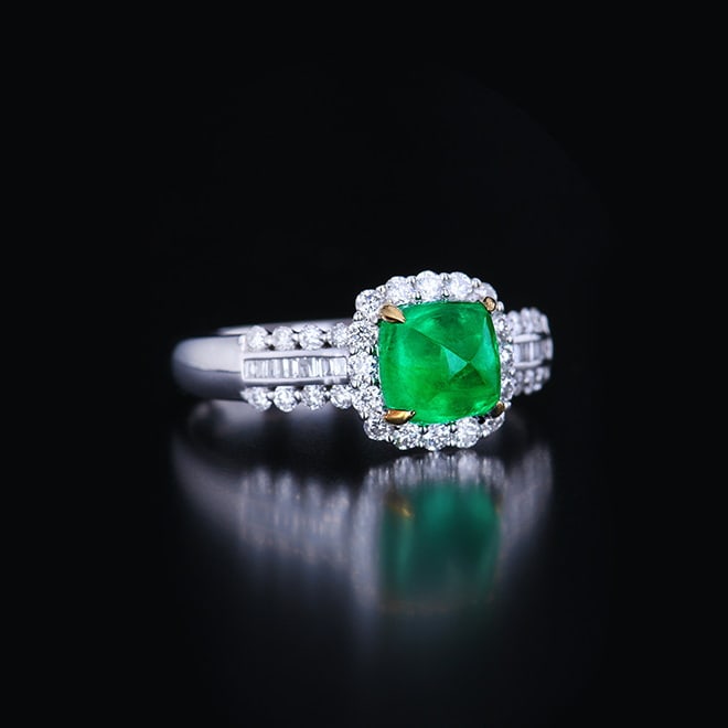 14k Gold 2.04 Ctw Vivid Green Natural Emerald & Diamond Ring - 5