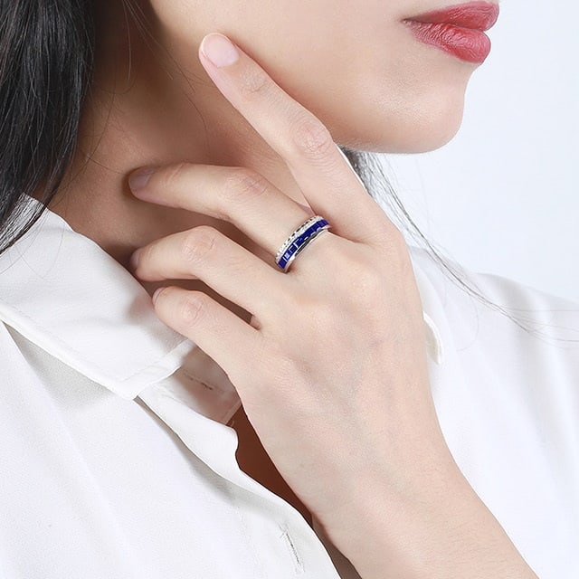 14k Gold 1.62 Ctw Natural Sapphire & Diamond Ring - 6