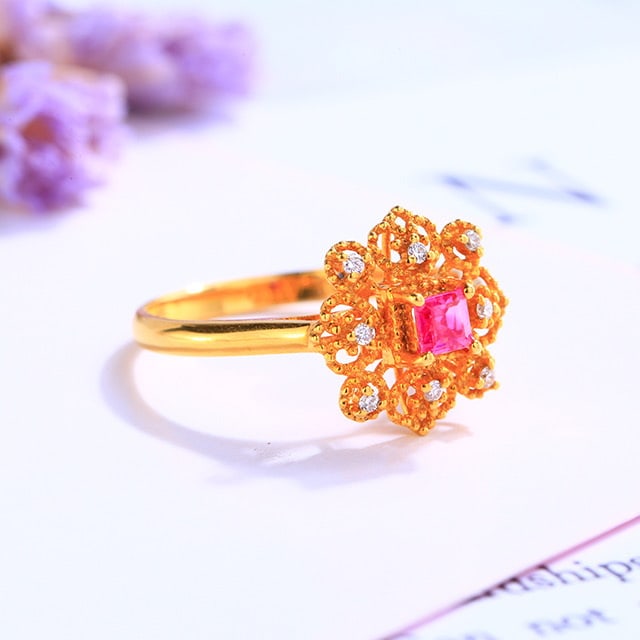 14k Gold 0.36 Ctw Natural Ruby & Diamond Ring - 3