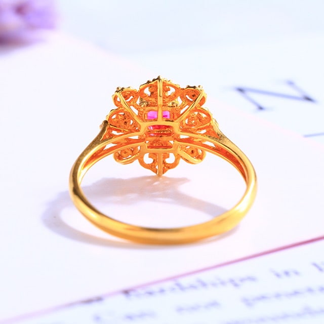 14k Gold 0.36 Ctw Natural Ruby & Diamond Ring - 4