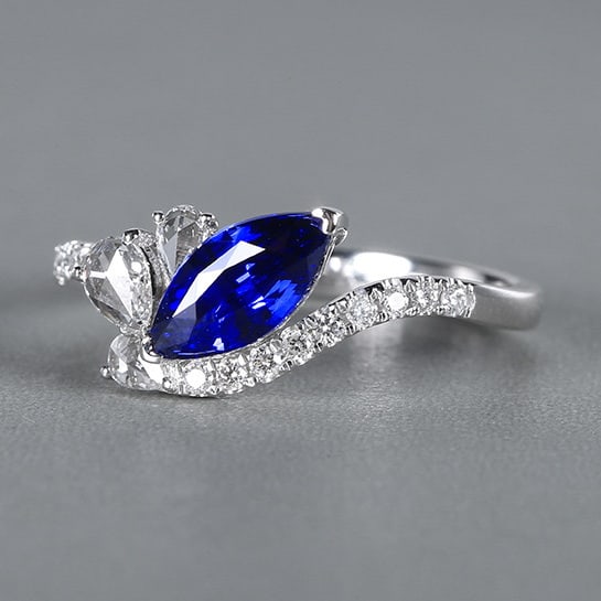 14k Gold 1.29 Ctw Natural Sapphire & Diamond Ring - 2