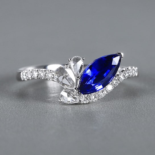 14k Gold 1.29 Ctw Natural Sapphire & Diamond Ring - 3