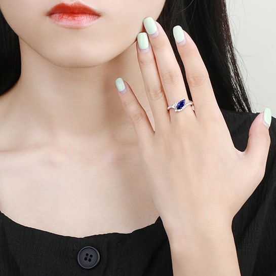 14k Gold 1.29 Ctw Natural Sapphire & Diamond Ring - 5