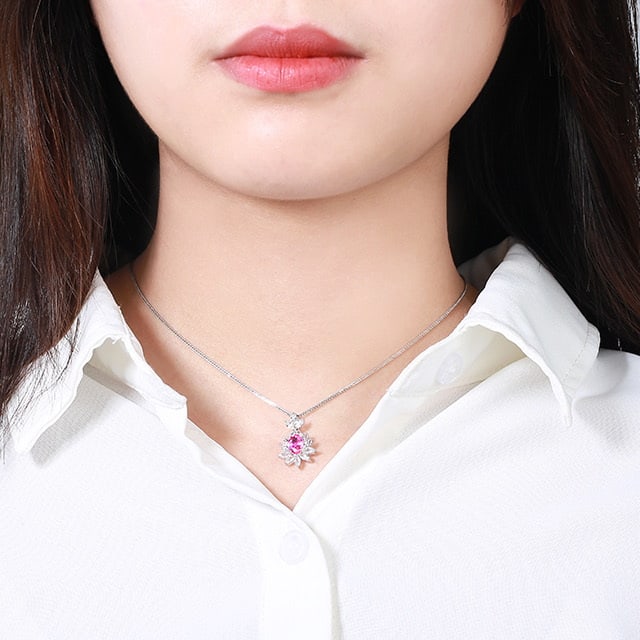14k Gold 2.12 Ctw Natural Padparadscha Sapphire & Sapphire Pendant( Without Chain ) - 6