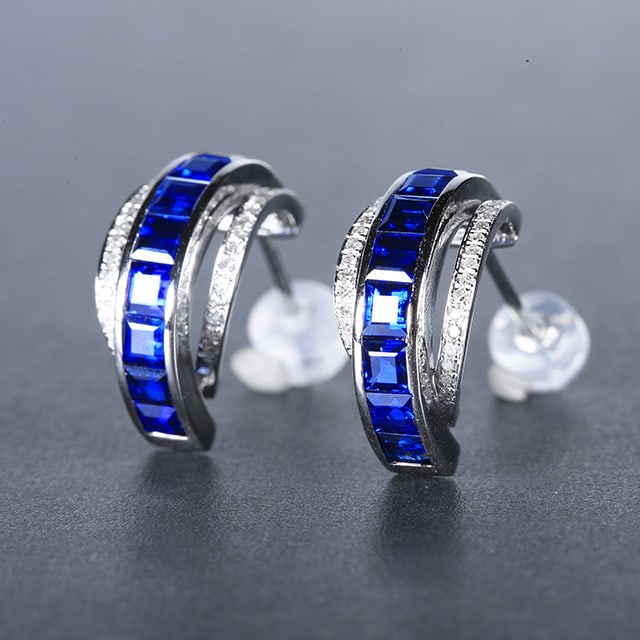 14k Gold 2.85 Ctw Natural Sapphire & Diamond Earrings - 3