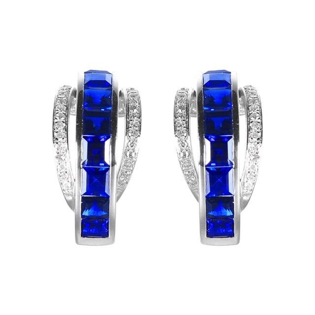 14k Gold 2.85 Ctw Natural Sapphire & Diamond Earrings - 5