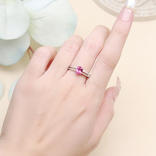 14k Gold 0.78 Ctw Natural Padparadscha Sapphire & Diamond Ring - 3