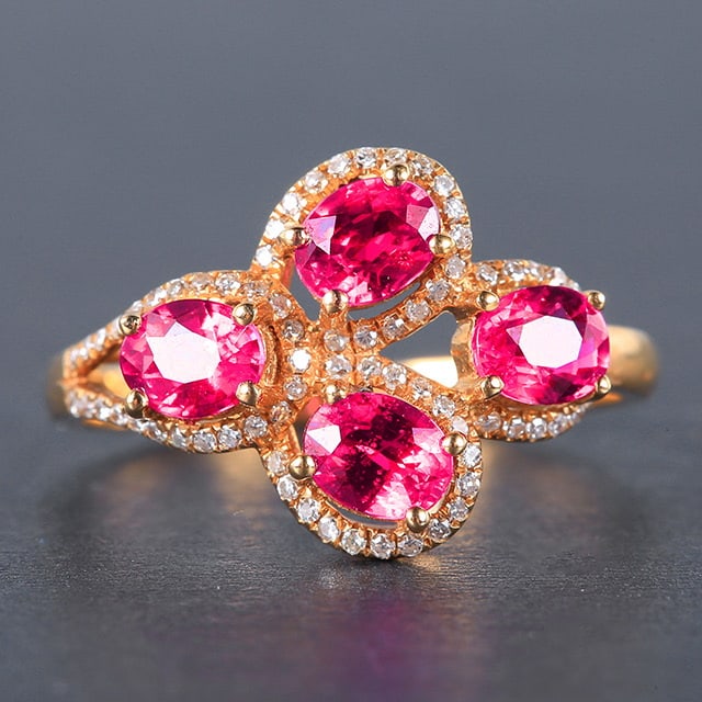 14k Gold 1.48 Ct Natural Ruby & Diamond Ring (1 of 7)