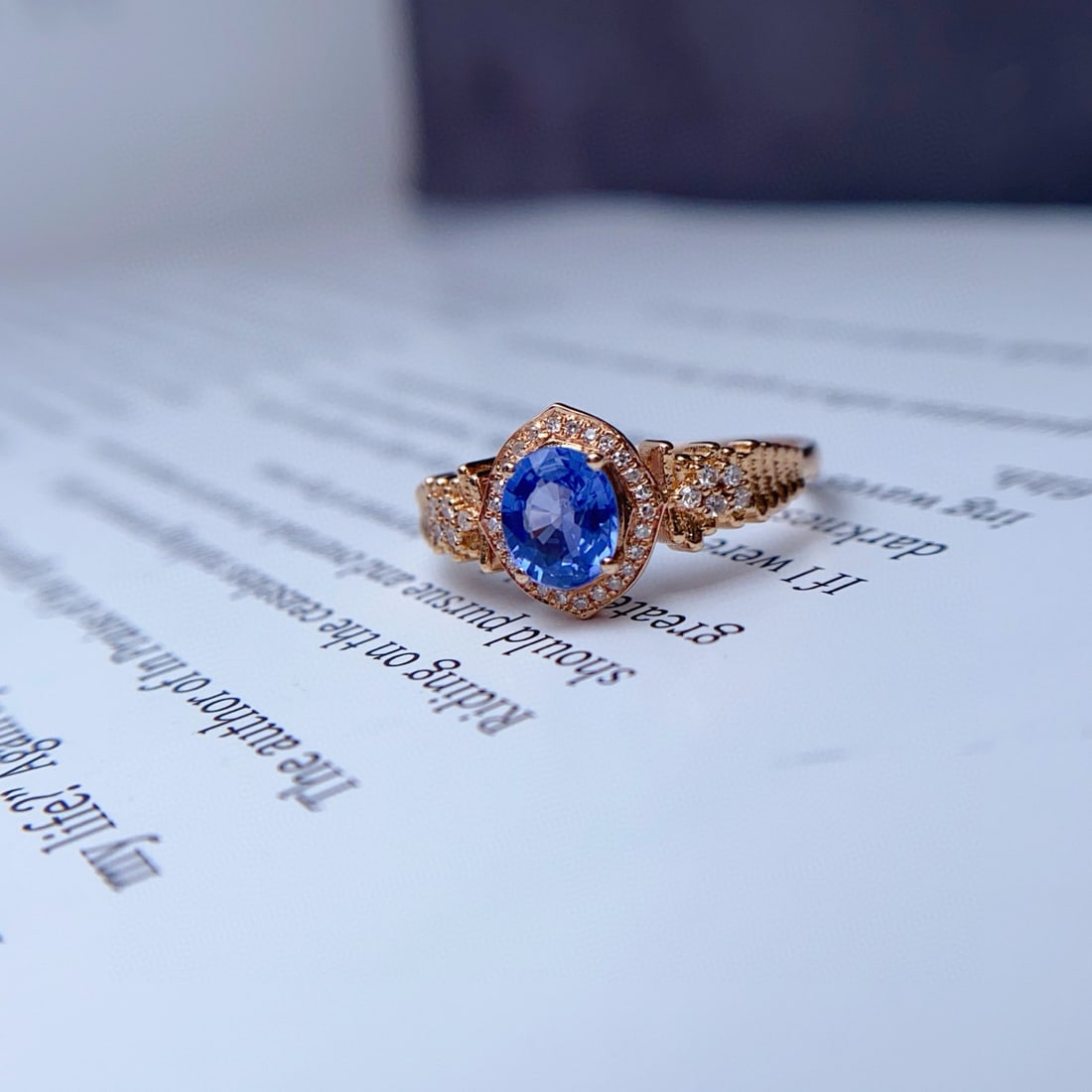 14k Gold 1.00 Ct Natural Sapphire & Diamond Ring - 5