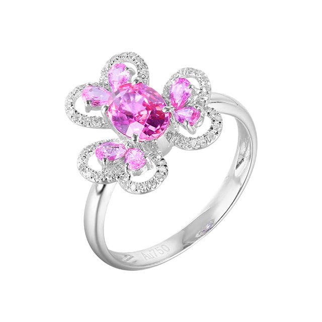 14k Gold 1.18 Ctw Natural Padparadscha Sapphire & Diamond Ring - 5