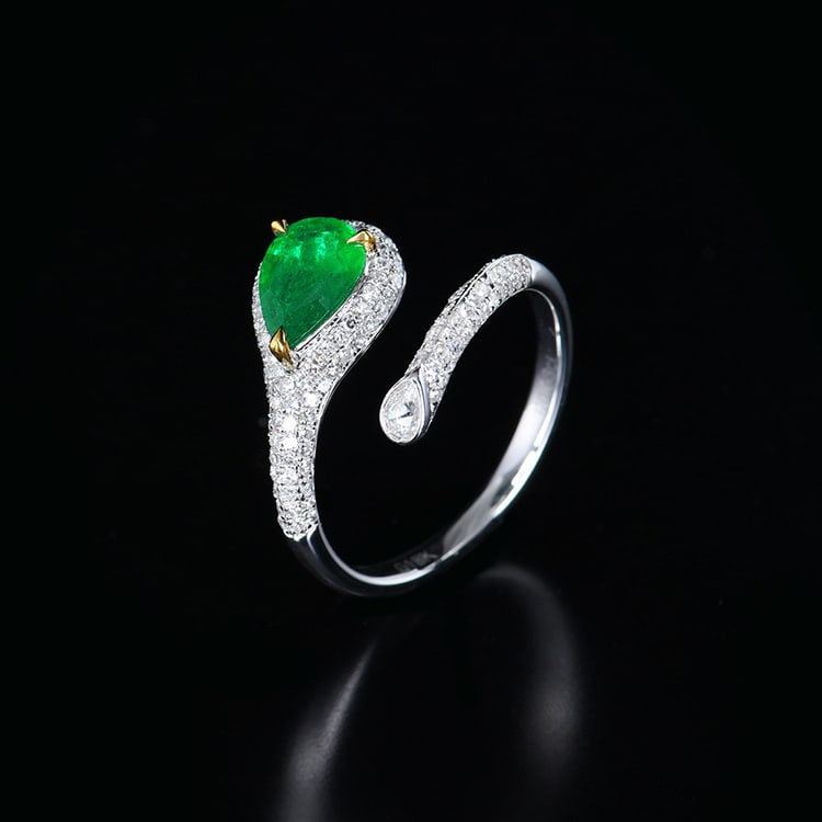 14k Gold 1.06 Ctw Vivid Green Natural Emerald & Diamond Ring - 4